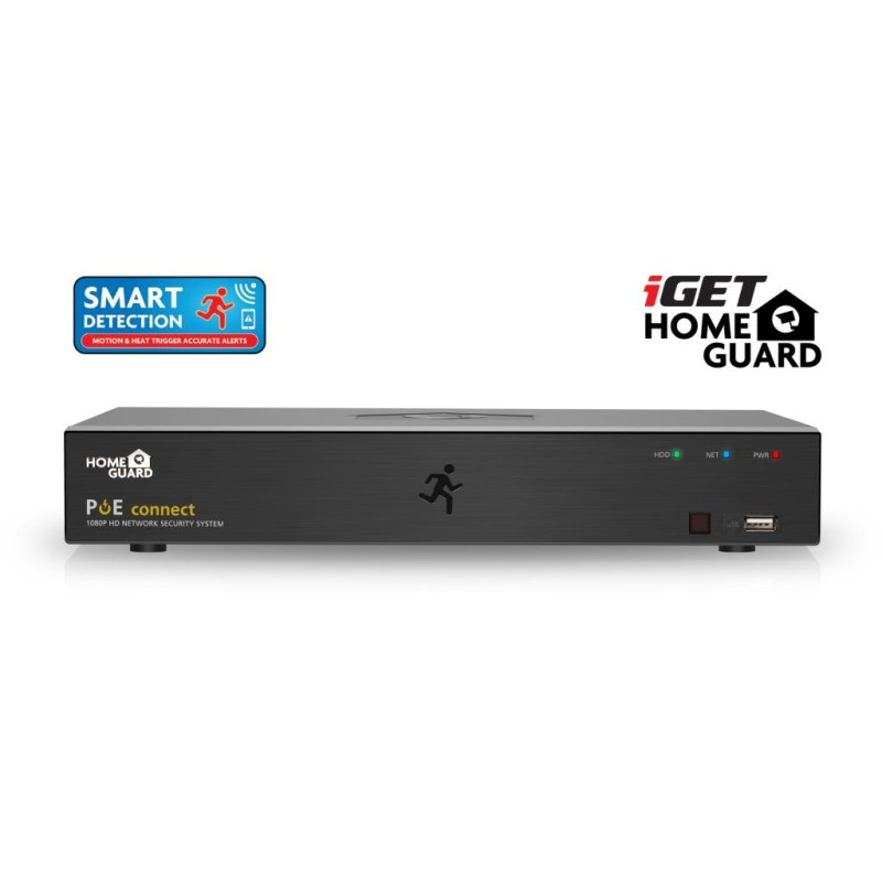 iGET HGNVK85304 - Kamerový PoE FullHD set, 8CH NVR + 4x IP 1080p kamera, SMART detekcia, W/M/Andr/iOS
