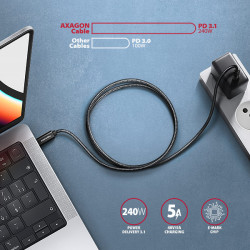 AXAGON BUCM4X-CM10AB NewGEN+ kábel USB-C -- USB-C, 1m, USB4 Gen 3×2, PD 240W 5A, 8K HD, ALU, opletenie