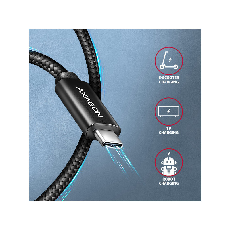 AXAGON BUCM4X-CM10AB NewGEN+ kábel USB-C -- USB-C, 1m, USB4 Gen 3×2, PD 240W 5A, 8K HD, ALU, opletenie