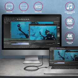 AXAGON BUCM4X-CM10AB NewGEN+ kábel USB-C -- USB-C, 1m, USB4 Gen 3×2, PD 240W 5A, 8K HD, ALU, opletenie