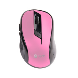 Myš C-TECH WLM-02P, čierno-ružová, bezdrôtová, 1600DPI, 6 tlačidiel, USB nano receiver