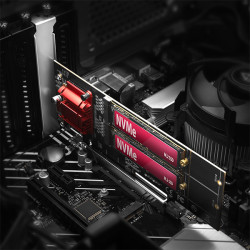 AXAGON PCEM2-ND, PCIe x8 radič - 2x M.2 NVMe M-key slot, RAID, podpora dosiek bez bifurkácie, vr. LP