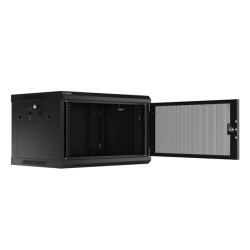 LANBERG 19'' RACKOVÁ SKRIŇA PRO MONTÁŽ NA STENU 6U/600X450 S PERFOROVANÝMI DVERAMI ČIERNA-PLOCHÉ BALENIE