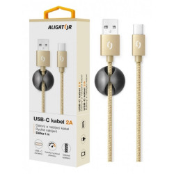 ALIGATOR PREMIUM Dátový kábel 2A, USB-C zlatý