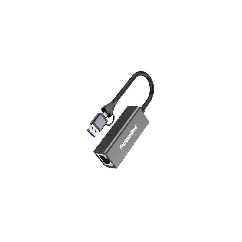 PremiumCord adaptér UBS-C a USB-A na Gigabit, 15cm