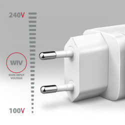 AXAGON ACU-PQ20W nabíjačka do siete 20W, 2x port (USB-A + USB-C), PD3.0/PPS/QC4+/AFC/Apple, biela