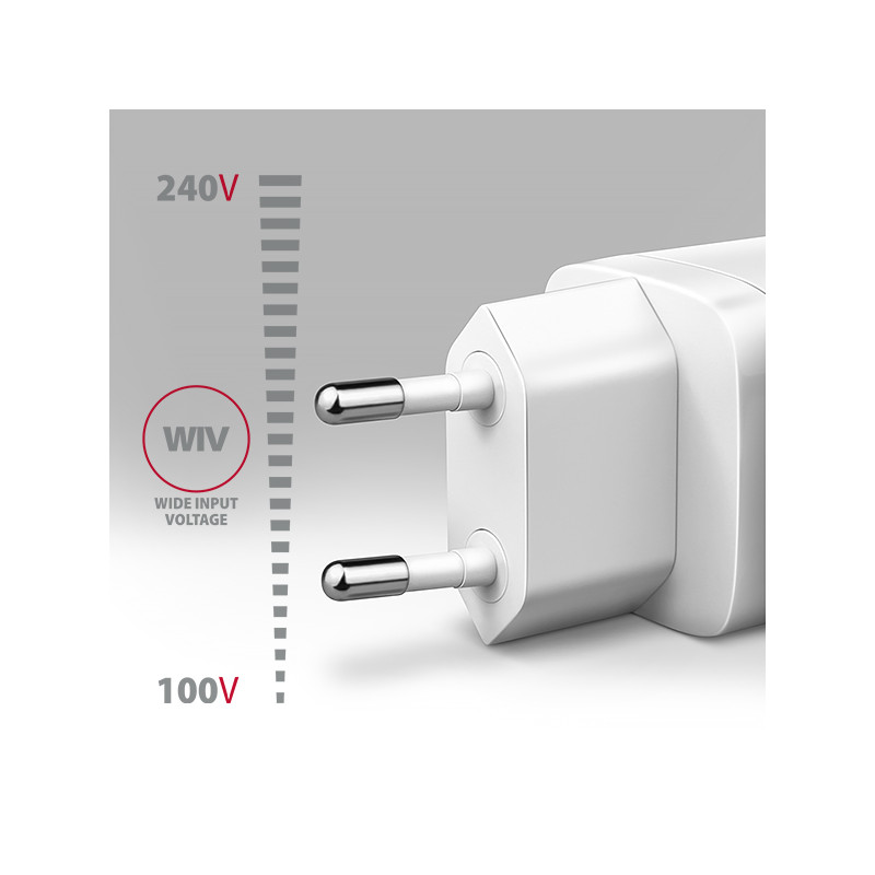 AXAGON ACU-PQ20W nabíjačka do siete 20W, 2x port (USB-A + USB-C), PD3.0/PPS/QC4+/AFC/Apple, biela