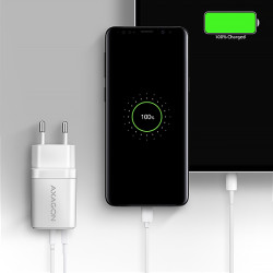 AXAGON ACU-PQ20W nabíjačka do siete 20W, 2x port (USB-A + USB-C), PD3.0/PPS/QC4+/AFC/Apple, biela