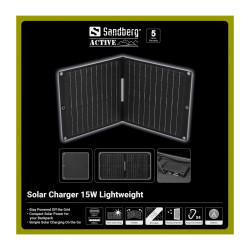 NONAME - Sandberg Solar Charger 15W Lightweight, skladacia solárna nabíjačka, čierna