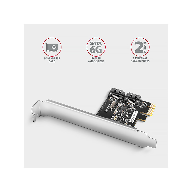AXAGON PCES-SJ2, PCIe radič - 2x interný SATA 6G port, JMB582, SP & LP