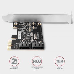 AXAGON PCES-SJ2, PCIe radič - 2x interný SATA 6G port, JMB582, SP & LP