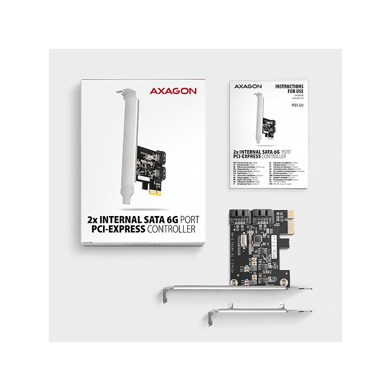 AXAGON PCES-SJ2, PCIe radič - 2x interný SATA 6G port, JMB582, SP & LP
