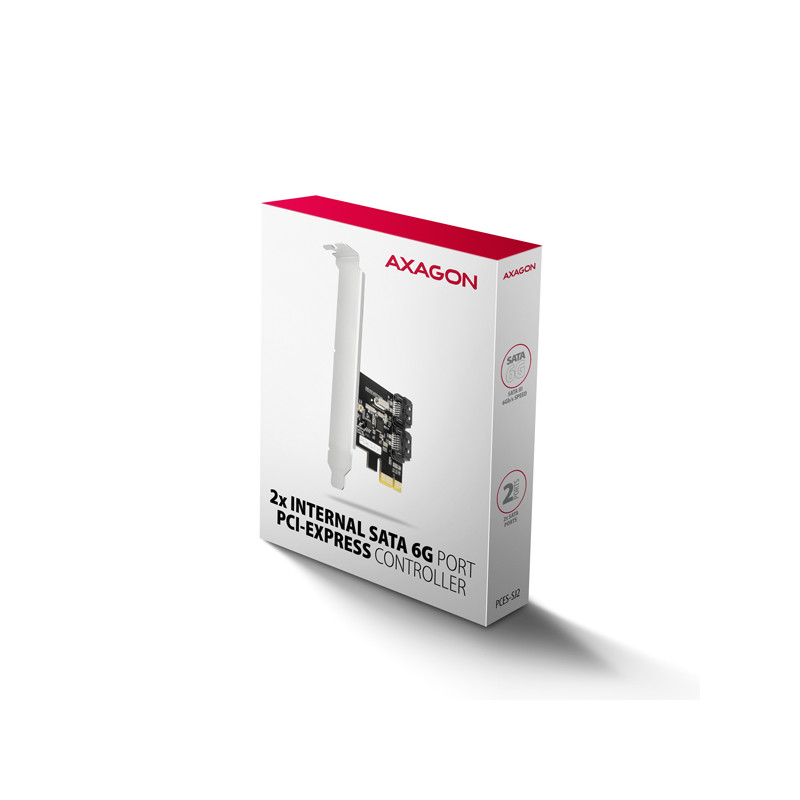AXAGON PCES-SJ2, PCIe radič - 2x interný SATA 6G port, JMB582, SP & LP