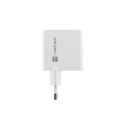 Univerzálna USB nabíjačka Natec RIBERA GaN 45W, 1X USB-A, 1X USB-C, biela