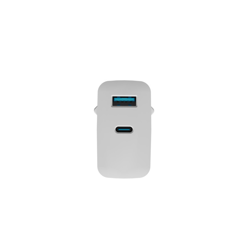 Univerzálna USB nabíjačka Natec RIBERA GaN 45W, 1X USB-A, 1X USB-C, biela