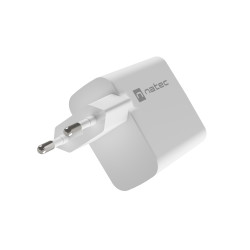 Univerzálna USB nabíjačka Natec RIBERA GaN 45W, 1X USB-A, 1X USB-C, biela