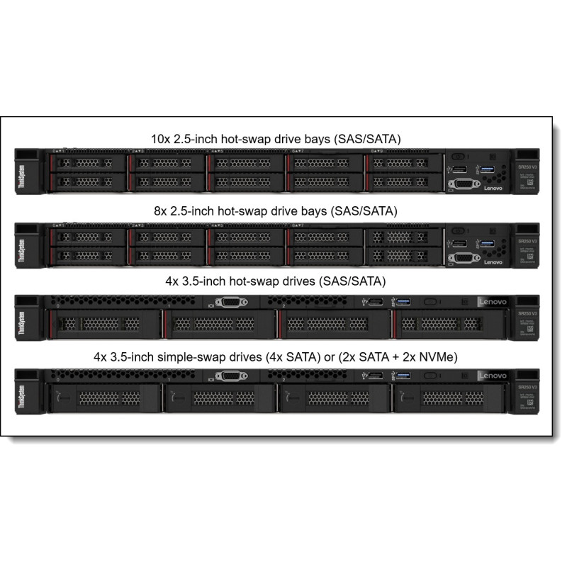 LENOVO - SR250 V3 Rack/6315P/32GB/8Bay/SW RAIDi/800W