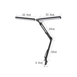 FELLOWES - Platinet PDLD20 stolná LED lampa Flexy 20W stmievateľná s klipom, 2 ramená, čierna