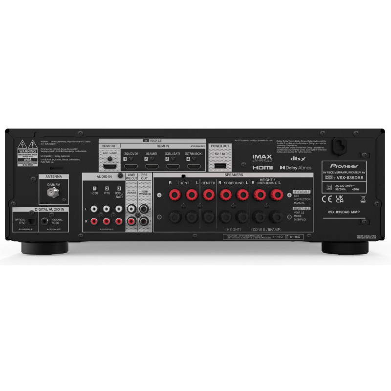 Pioneer VSX-835D-B AV prijímač 7.2, 7x135W, Dolby Atmos, DTS-X černý