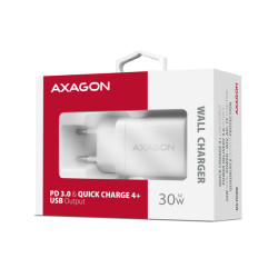 AXAGON ACU-PD30W, Sil nabíjačka do siete 30W, 1x port USB-C, PD3.0/PPS/QC4+/SFC/AFC/Apple, biela