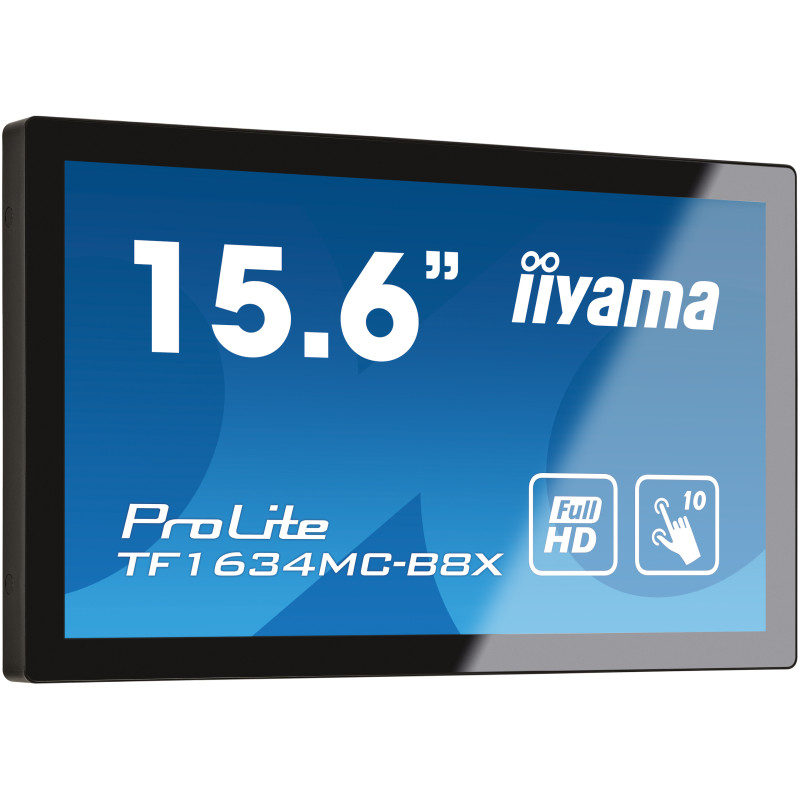 15,6'' iiyama TF1634MC-B8X: IPS, FullHD, capacitive, 10P, 450cd/m2, VGA, DP, HDMI, IP65, čierny