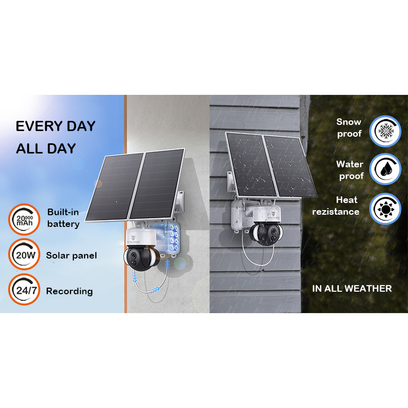 Solárna HD kamera Viking HDs03 4G/20000mAh/farebné nočné videnie/IP66/aplikácia/notifikácia/biela