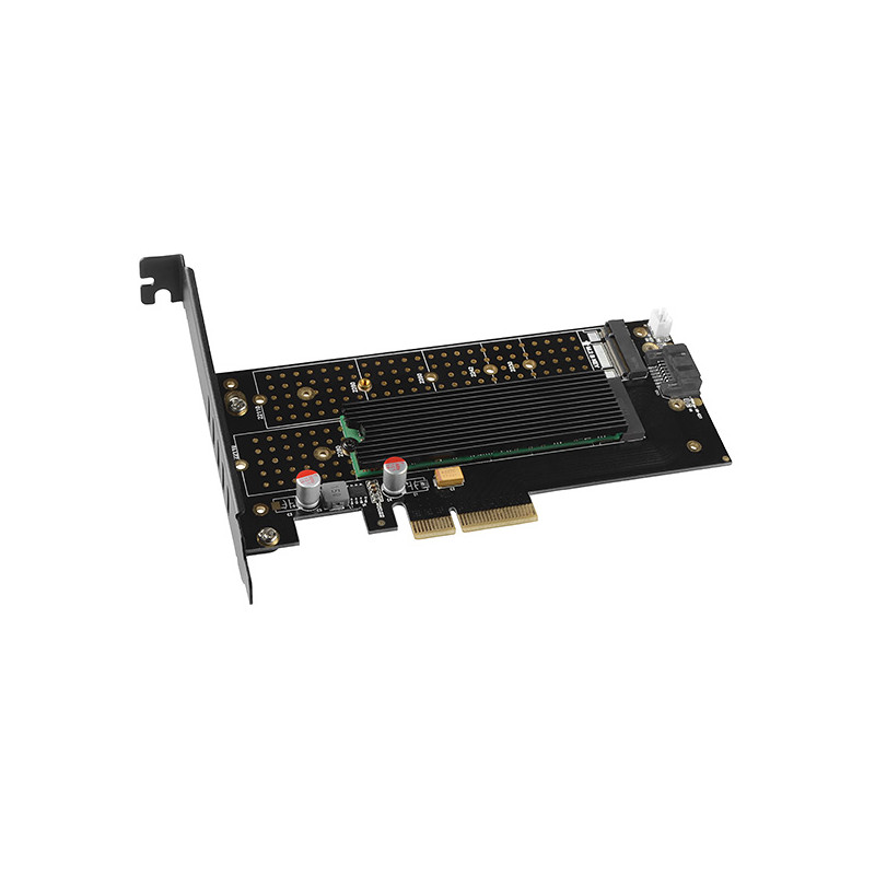 AXAGON PCEM2-DC, PCIe x4 - M.2 NVMe M-key + SATA B-key slot adaptér, chladič, vr. LP