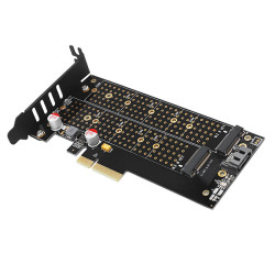 AXAGON PCEM2-DC, PCIe x4 - M.2 NVMe M-key + SATA B-key slot adaptér, chladič, vr. LP