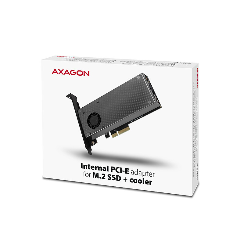 AXAGON PCEM2-DC, PCIe x4 - M.2 NVMe M-key + SATA B-key slot adaptér, chladič, vr. LP
