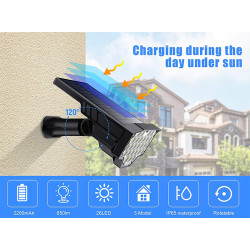 Vonkajšie solárne LED svetlo VIKING D26/650lm/2200mAh/3 režimy/IP65/instalácia-zem i stenu