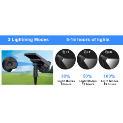 Vonkajšie solárne LED svetlo VIKING D26/650lm/2200mAh/3 režimy/IP65/instalácia-zem i stenu