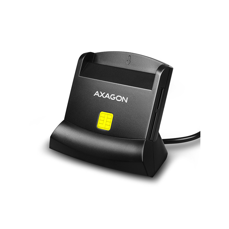 AXAGON CRE-SM2, USB-A StandReader 4-slot čítačka Smart card (eObčanka) + SD/microSD/SIM, kábel 1.3 m