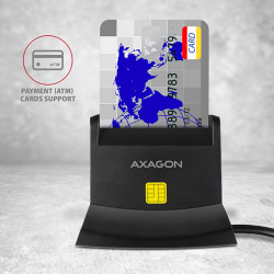 AXAGON CRE-SM2, USB-A StandReader 4-slot čítačka Smart card (eObčanka) + SD/microSD/SIM, kábel 1.3 m