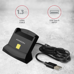 AXAGON CRE-SM2, USB-A StandReader 4-slot čítačka Smart card (eObčanka) + SD/microSD/SIM, kábel 1.3 m