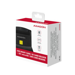 AXAGON CRE-SM2, USB-A StandReader 4-slot čítačka Smart card (eObčanka) + SD/microSD/SIM, kábel 1.3 m