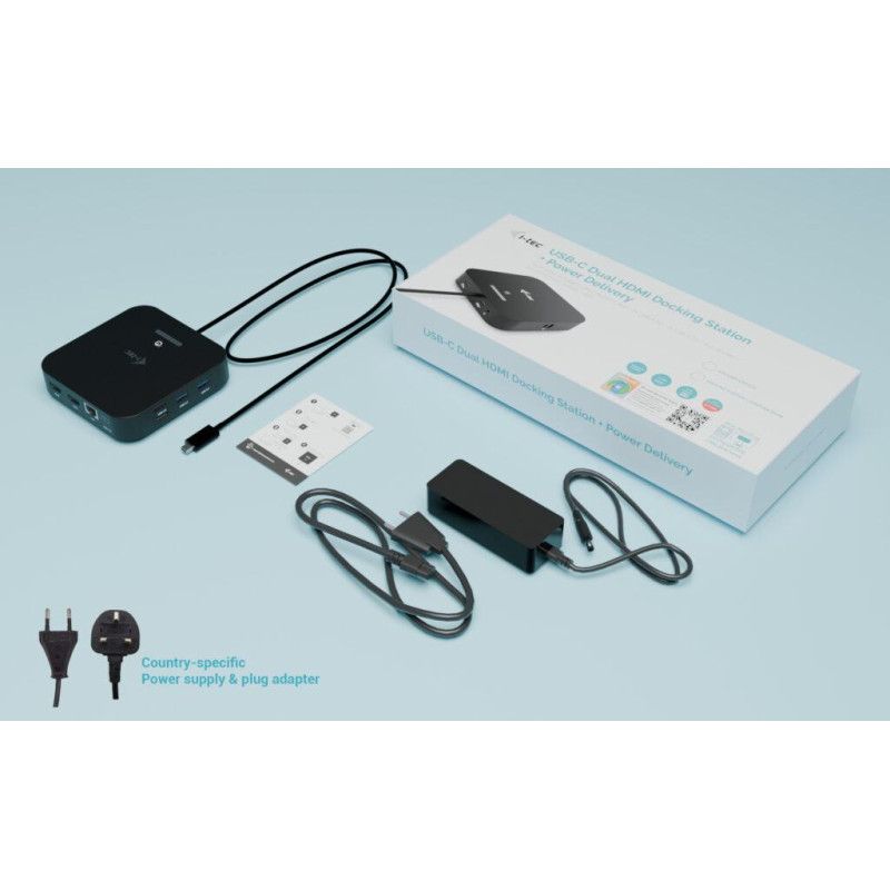 i-tec USB-C Dual HDMI Docking Station with Power Delivery 100W + i-tec Universal Charger 100W
