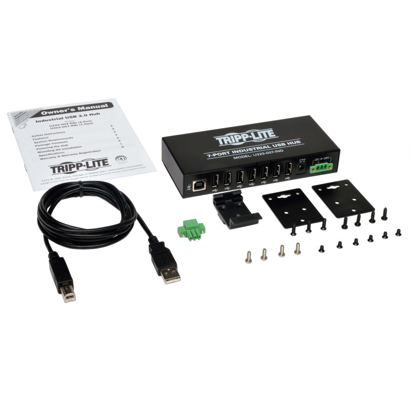 EATON - Rozbočovač 7x USB 2, priemyselný, odolnosť ESD 15kV, kovové Puzdro, možnosť montáže