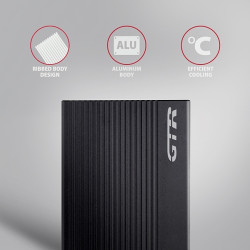 AXAGON EE25-GTR, USB-C 10Gbps - SATA 6G 2.5'' RIBBED box, čierny
