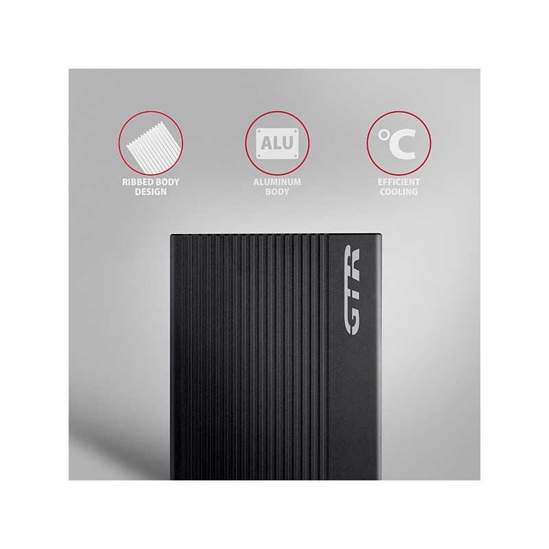 AXAGON EE25-GTR, USB-C 10Gbps - SATA 6G 2.5'' RIBBED box, čierny