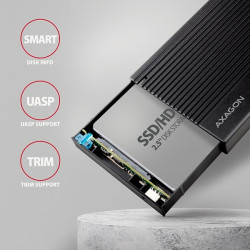 AXAGON EE25-GTR, USB-C 10Gbps - SATA 6G 2.5'' RIBBED box, čierny