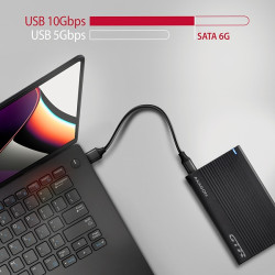AXAGON EE25-GTR, USB-C 10Gbps - SATA 6G 2.5'' RIBBED box, čierny