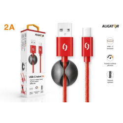 ALIGATOR PREMIUM Dátový kábel 2A, USB-C červená