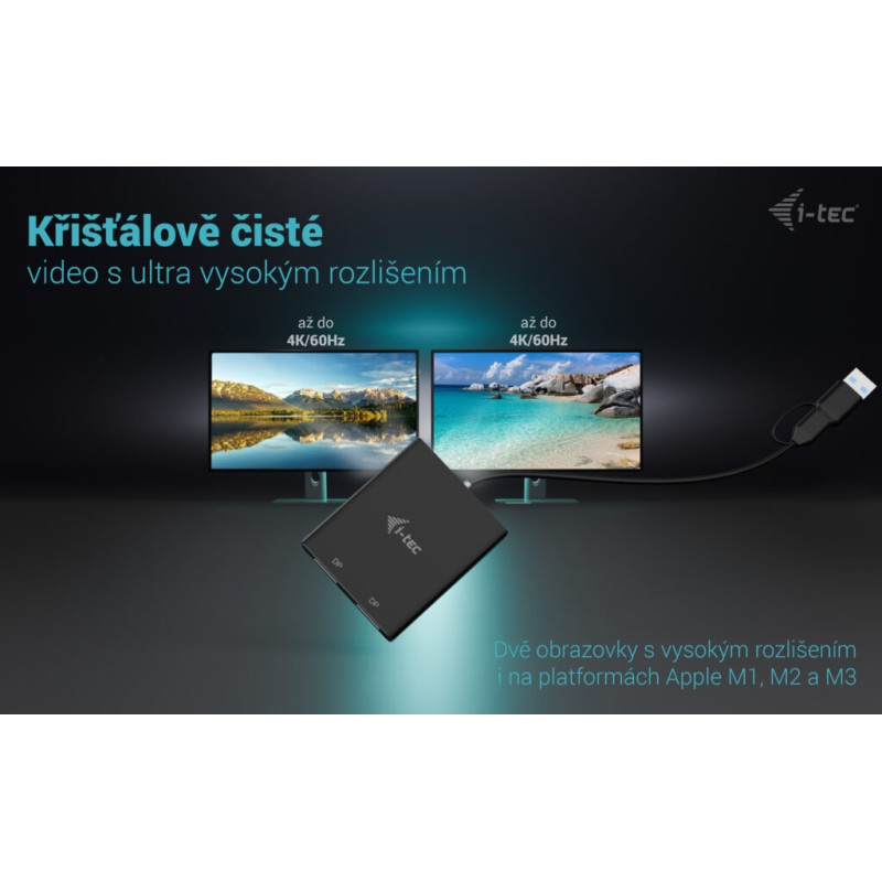i-tec USB-A/USB-C Dual 4K DP Video adaptér