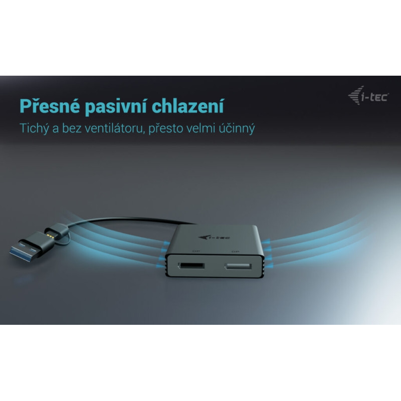i-tec USB-A/USB-C Dual 4K DP Video adaptér