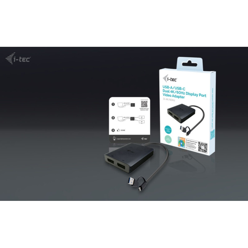 i-tec USB-A/USB-C Dual 4K DP Video adaptér