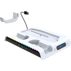 NONAME - iPega P5S006 Multifunkčný Nabíjací RGB Stojan s Chladením pre PS5 Slim White