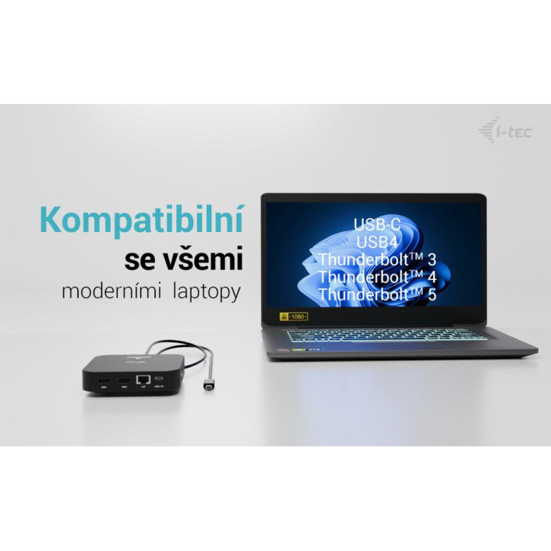 i-tec USB-C Dual HDMI Docking Station, Power Delivery 100W