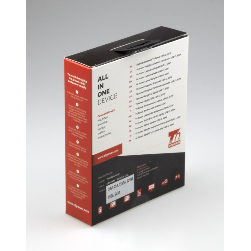 T6 Power univerzálny adaptér k notebooku, 65W, USB-C