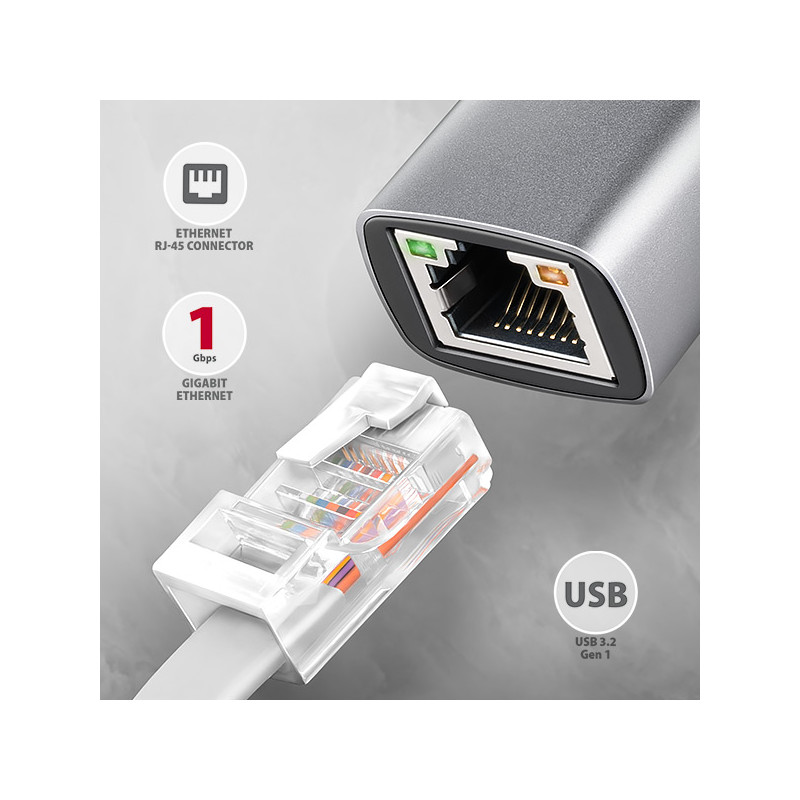AXAGON ADE-TXPD, USB-C 3.2 Gen 1 - Gigabit Ethernet sieťová karta, Asix AX88179, PD 100W, auto inštal
