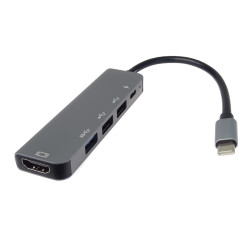 PremiumCord USB-C na HDMI + USB3.0 + 2x USB2.0 + PD(power delivery) adaptér